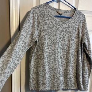 Banana Republic Gray Leopard Print Long Sleeve Top